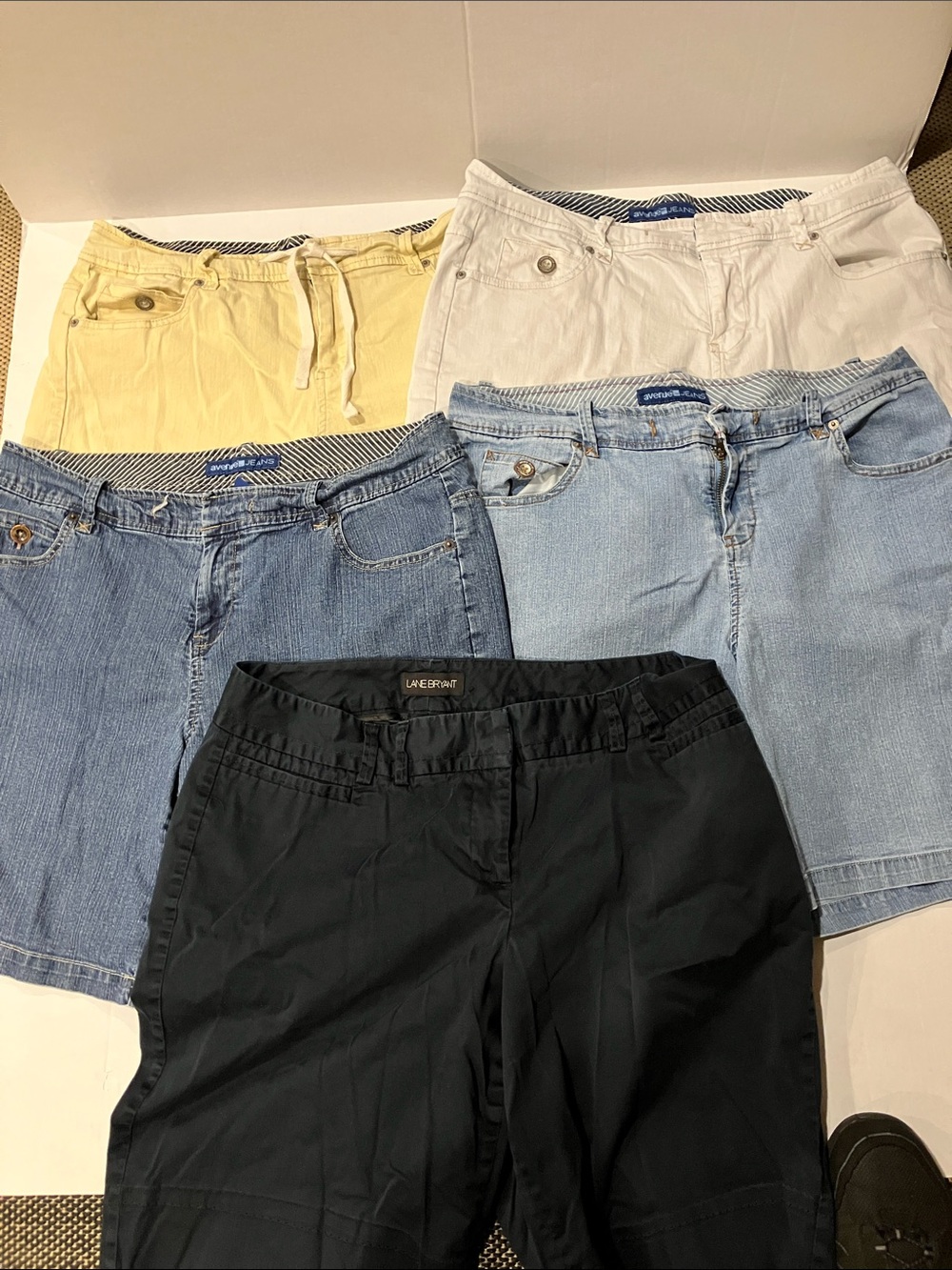 Avenue Women's Jean Shorts - Yellow, White, Light Blue, Medium Blue, Dk. Blue
